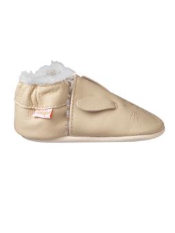 Chaussons bébé en cuir souple fourrés Marcelin
