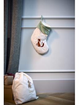 Chaussette de Noël Brodé Personnalisable GOTS – Coton Bio Lièvre ou Renard