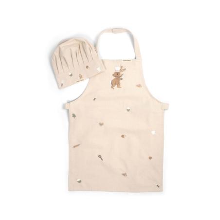 Ensemble Tablier & Toque Cuisinier Enfant GOTS – L'Aventure Pâtisserie du Lièvre