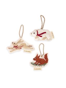 Décoration d'Hiver Brodé Personnalisable – Amis de la Forêt (Vendu à l'Unité)