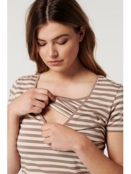 T-shirt Maternité & Allaitement Holley Noppies – Coton Rayé Confort Suprême