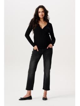 Jeans Maternité Mom Fit Azua Noir – Coton Bio, Style et Soutien Post-Accouchement