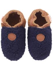 Chaussons B&eacute;b&eacute; Cuir Souple Bouclettes : Le Cocon Tendance Marine-Noisette pour les Petits Pieds