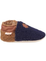 Chaussons B&eacute;b&eacute; Cuir Souple Bouclettes : Le Cocon Tendance Marine-Noisette pour les Petits Pieds