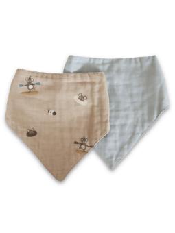 Lot de 2 bavoirs en mousseline de coton bio Villads