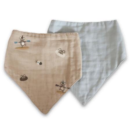 Lot de 2 bavoirs en mousseline de coton bio Villads