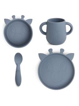 Coffret repas complet en silicone Girafe Lykke (4 pièces) – Nuuroo