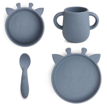 Coffret repas complet en silicone Girafe Lykke (4 pièces) – Nuuroo