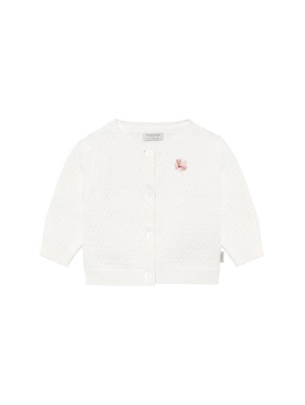 Gilet bébé Noppies en coton bio - Écru avec fleur brodée