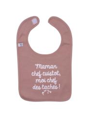 Bavoir en coton "Maman chef cuistot" - Coloris Mocha