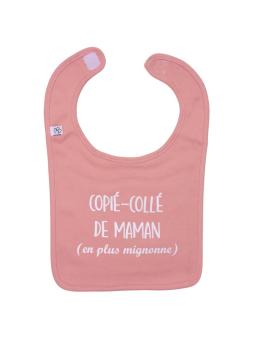 Bavoir en coton "Copié-collé de Maman" - Rose thé
