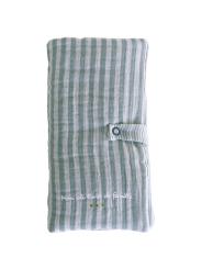 Prot&egrave;ge-livret de famille en gaze de coton ray&eacute;e 