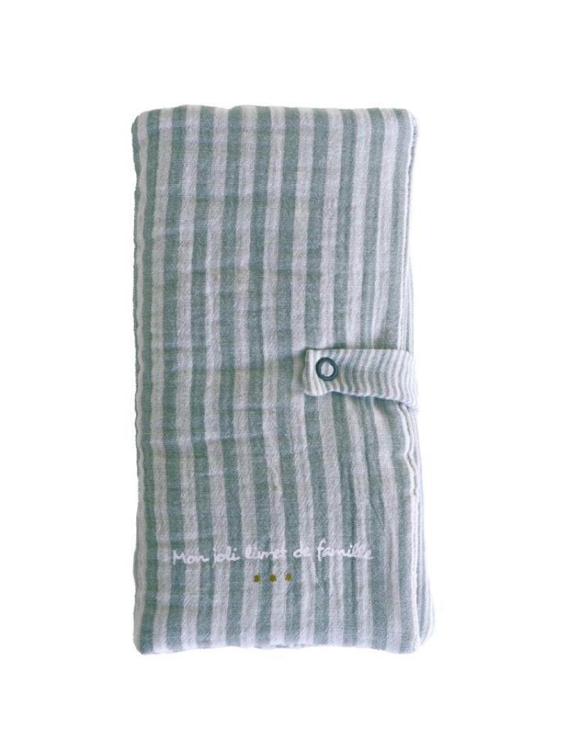 Protège-livret de famille en gaze de coton rayée 