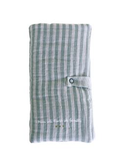 Protège-livret de famille en gaze de coton rayée 