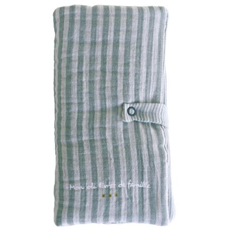 Protège-livret de famille en gaze de coton rayée 