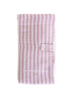 Protège-livret de famille en gaze de coton rayée 