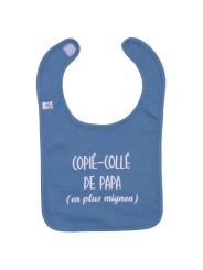 Bavoir en coton "Copi&eacute;-coll&eacute; de Papa" - Pierre bleue