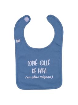 Bavoir en coton "Copié-collé de Papa" - Pierre bleue