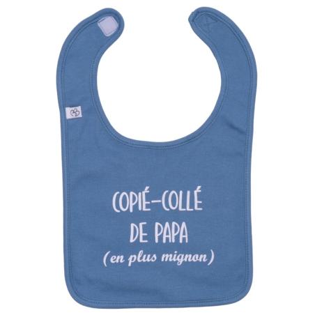 Bavoir en coton "Copié-collé de Papa" - Pierre bleue