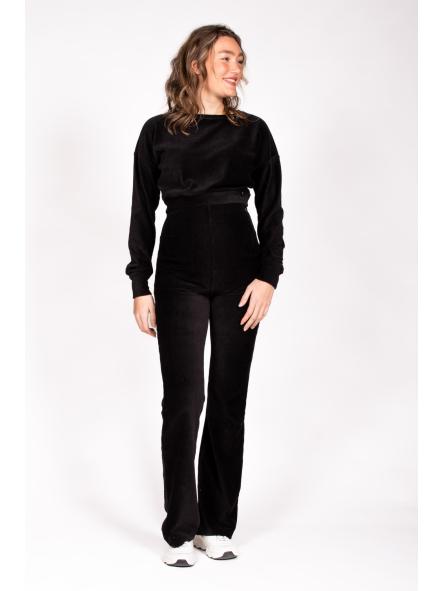 Sweater Crop Velvet Noir - Pull court de grossesse en velours