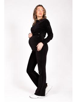 Sweater Crop Velvet Noir - Pull court de grossesse en velours