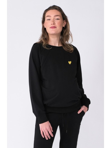 Sweat grossesse et allaitement à zips Noir