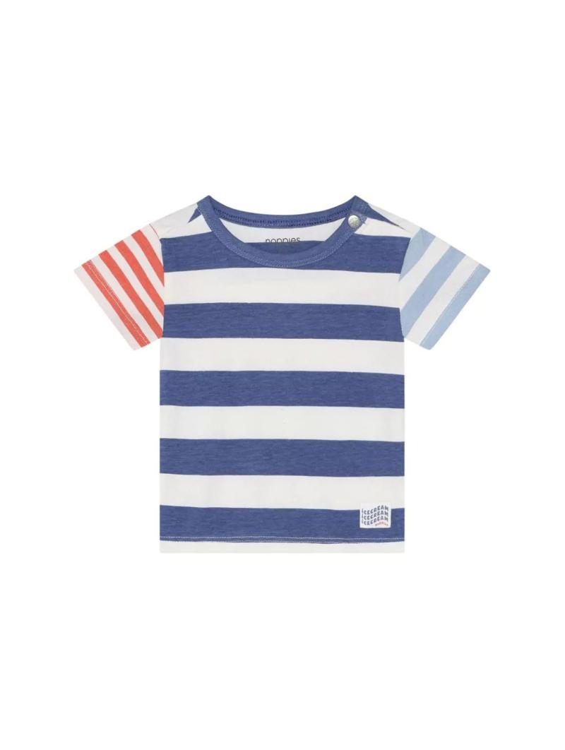 T-shirt Bébé Garçon Icecream - Rayures Intemporelles (Dusty Blue)