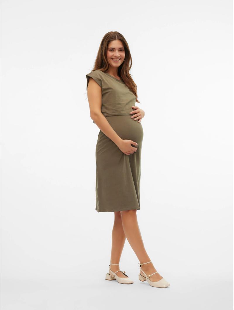 Robe de grossesse et d'allaitement June - Kaki Kalamata