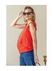 D&eacute;bardeur de Grossesse et Allaitement Maya Tomato - Maille C&ocirc;tel&eacute;e