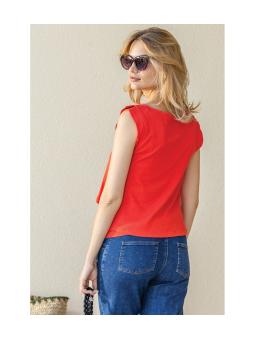Débardeur de Grossesse et Allaitement Maya Tomato - Maille Côtelée