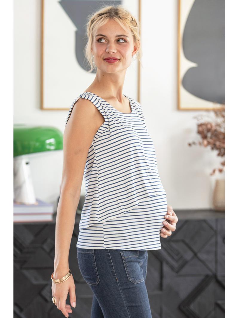 Débardeur de Grossesse et Allaitement Maya Marin - Style Intemporel