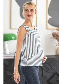 Débardeur de Grossesse et Allaitement Maya Marin - Style Intemporel