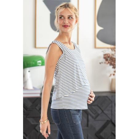 Débardeur de Grossesse et Allaitement Maya Marin - Style Intemporel