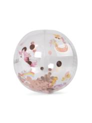 Grand Ballon de plage enfant Transparent avec confettis 