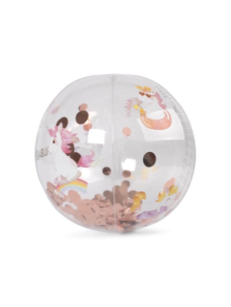 Grand Ballon de plage enfant Transparent avec confettis 