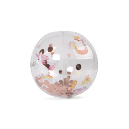 Grand Ballon de plage enfant Transparent avec confettis 