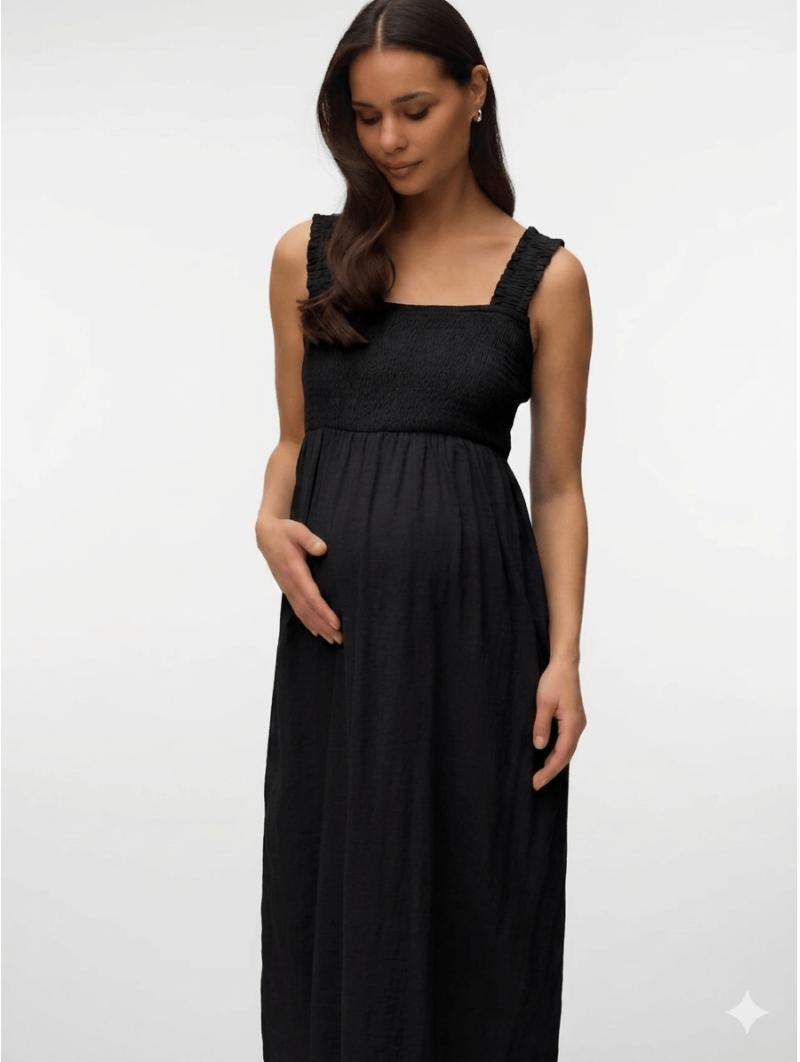 Robe Longue de Maternité & Allaitement "Julia" – Confort Smocké en coton bio