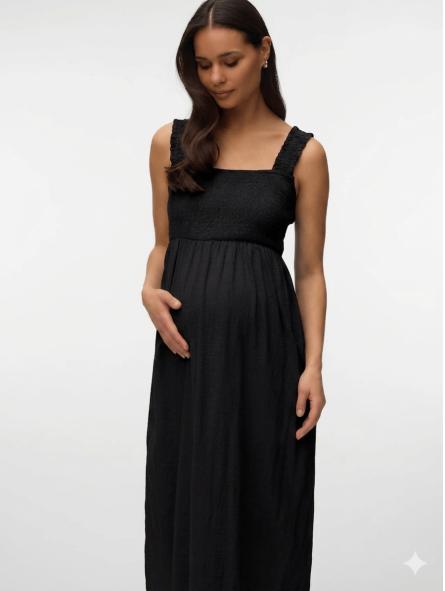 Robe Longue de Maternité & Allaitement "Julia" – Confort Smocké en coton bio