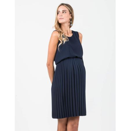 Robe maternité & allaitement bleue Attesa – Élégante