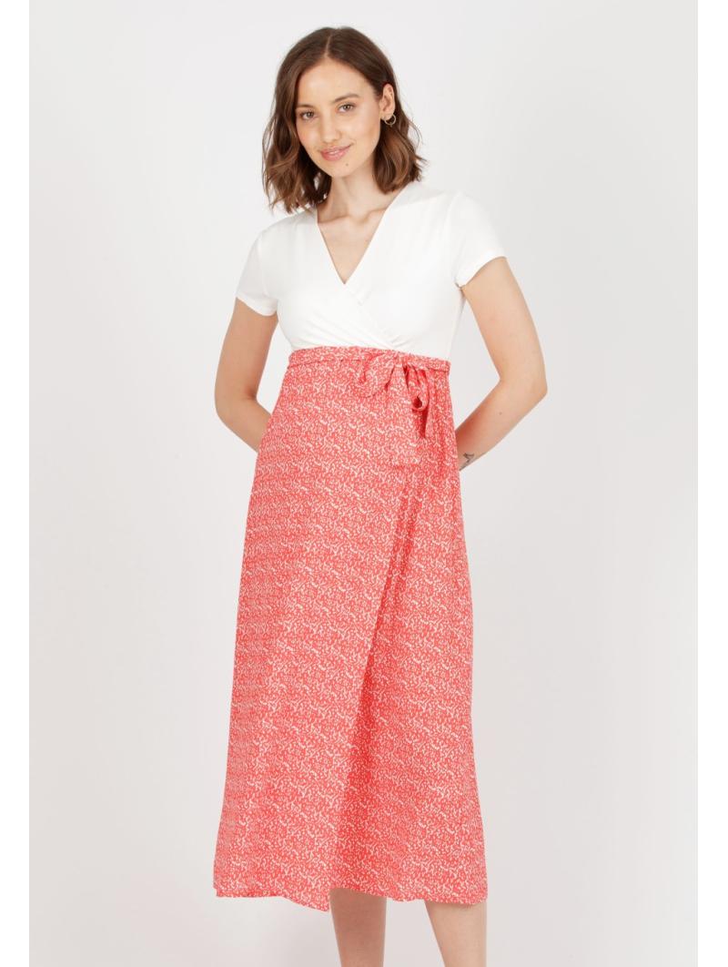 Robe maternité portefeuille corail Attesa – Élégante et allaitement