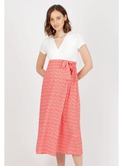 Robe maternité portefeuille corail Attesa – Élégante et allaitement