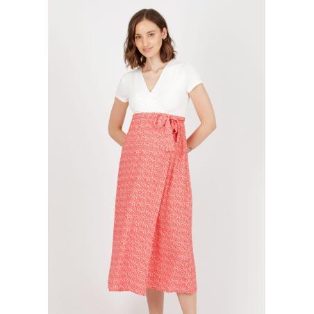 Robe maternité portefeuille corail Attesa – Élégante et allaitement