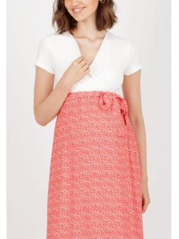 Robe maternité portefeuille corail Attesa – Élégante et allaitement