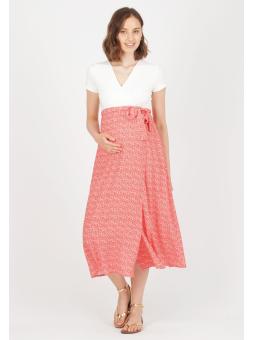 Robe maternité portefeuille corail Attesa – Élégante et allaitement