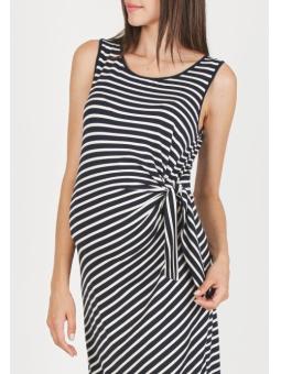 Robe maternité rayée Attesa – Coupe féminine avec nœud côté bleu ou vert