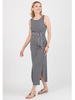 Robe maternité rayée Attesa – Coupe féminine avec nœud côté bleu ou vert