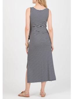 Robe maternité rayée Attesa – Coupe féminine avec nœud côté bleu ou vert