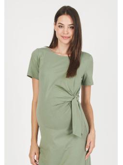 Robe maternité coton Karen – Coupe ajustée avec nœud côté