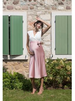 Robe de maternité et allaitement Diletta Attesa – Élégance fluide bleu marine ou rose pâle