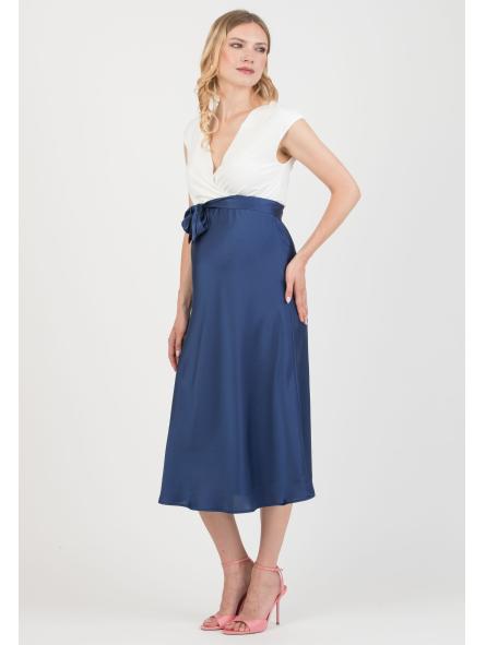 Robe de maternité et allaitement Diletta Attesa – Élégance fluide bleu marine ou rose pâle